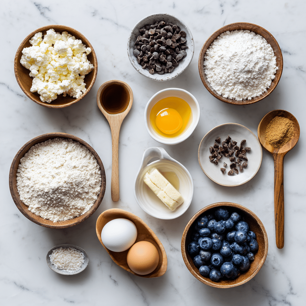 Ingredients for gluten-free cottage cheese pancakes
