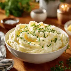 Recipe card photo of cottage cheese mashed potatoes with chives