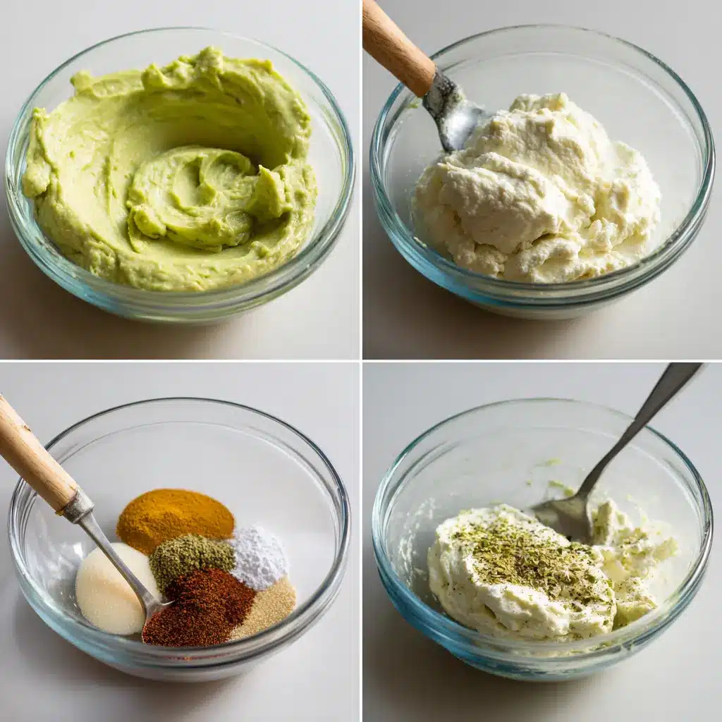 Making avocado cottage cheese dip step by step