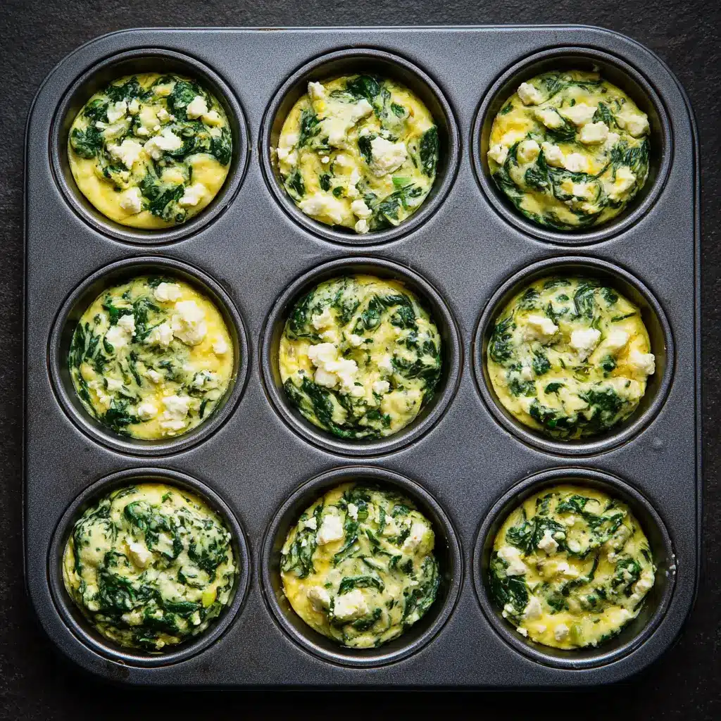 Spinach feta egg bites with cottage cheese before baking