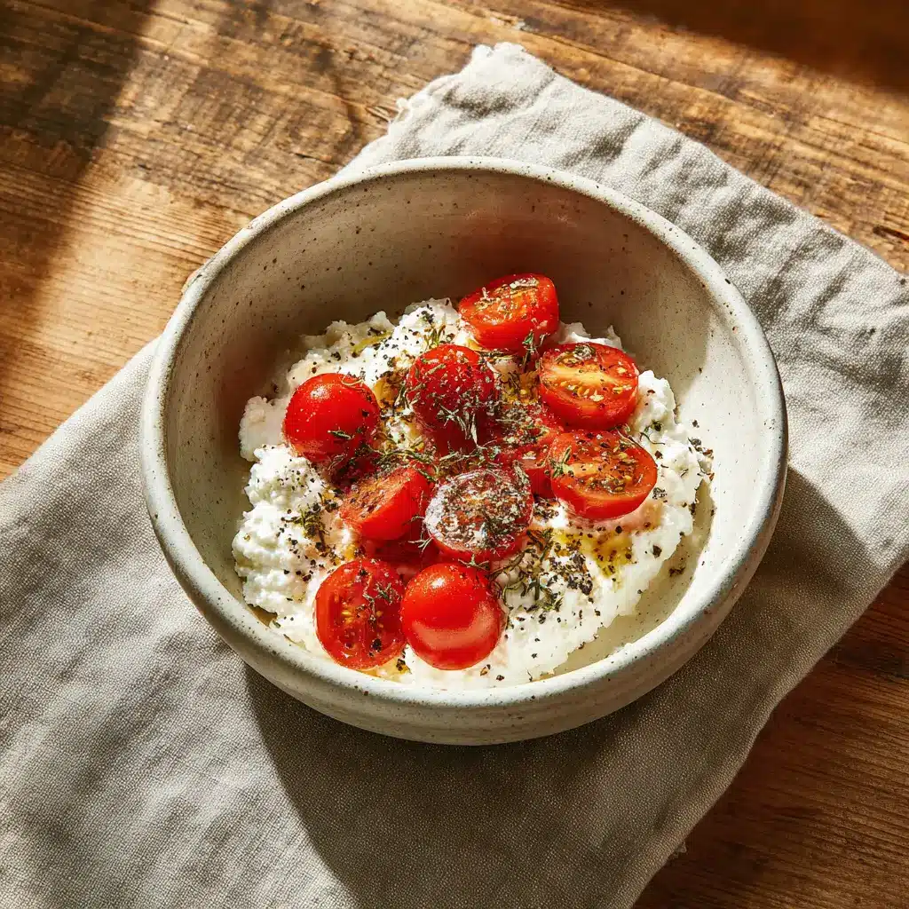 Cottage cheese with cherry tomatoes and herbs for weight loss